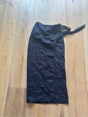 Mango Black Wrap Midi Skirt with Tie Waist